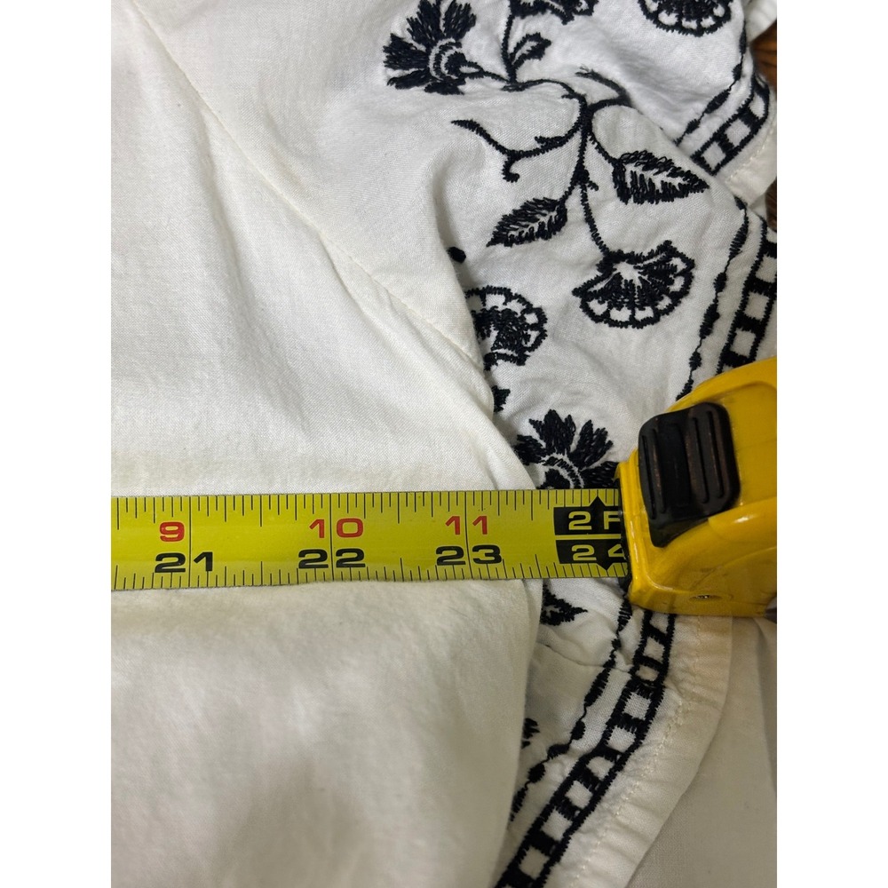 Old Navy Dress Women XL White Cotton Embroidered Cotton Boho Babydoll Pockets - Picture 8 of 10